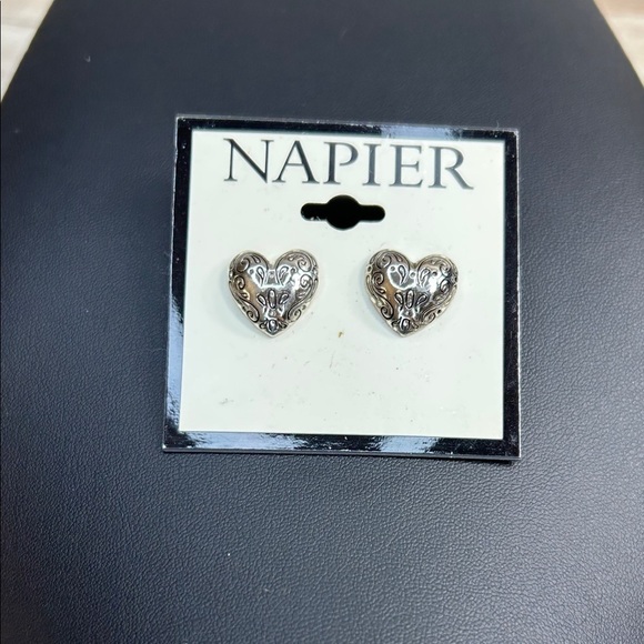 Napier Jewelry - Napier Intricate Silver Heart Earrings